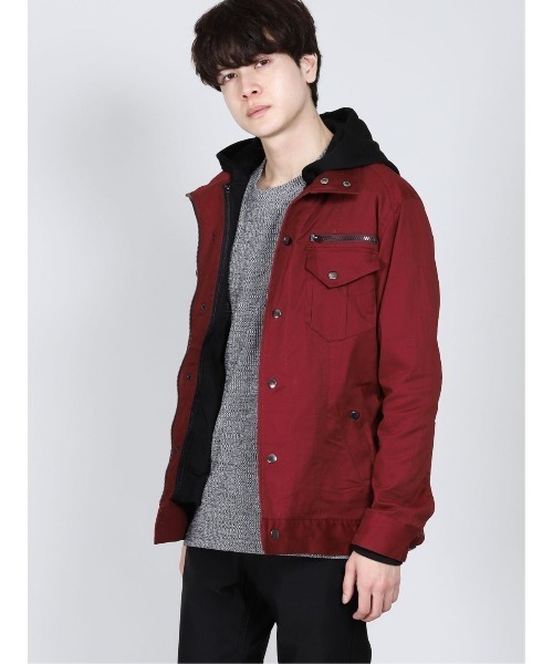 semantic design（セマンティックデザイン）の「セマンティックデザイン/semantic design 3WAY パーカー付ミリタリーアウター（ミリタリージャケット・メンズ・ボルドー/ブラック・X-LARGE/S/MEDIUM/LARGE）」の9枚目の写真