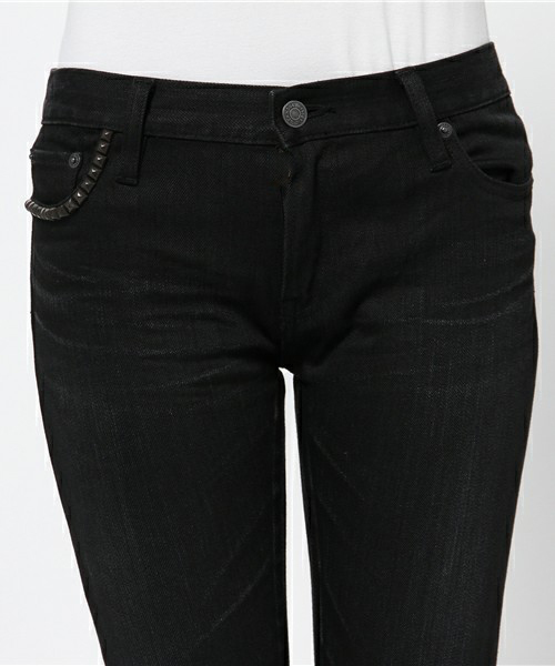 HYSTERIC GLAMOUR（ヒステリックグラマー）の「USED加工SデニムスリムPT（デニムパンツ・レディース・ブラック・SMALL/MEDIUM/XX-SMALL/X-SMALL）」の15枚目の写真