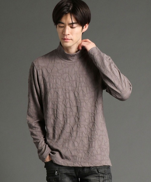 HIDEAWAYS NICOLE（ハイダウェイニコル）の「クラック柄ブリスタージャカードハイネック（Tシャツ/カットソー・メンズ・ブラック/オフホワイト/モカ・MEDIUM/LARGE/X-LARGE）」の3枚目の写真