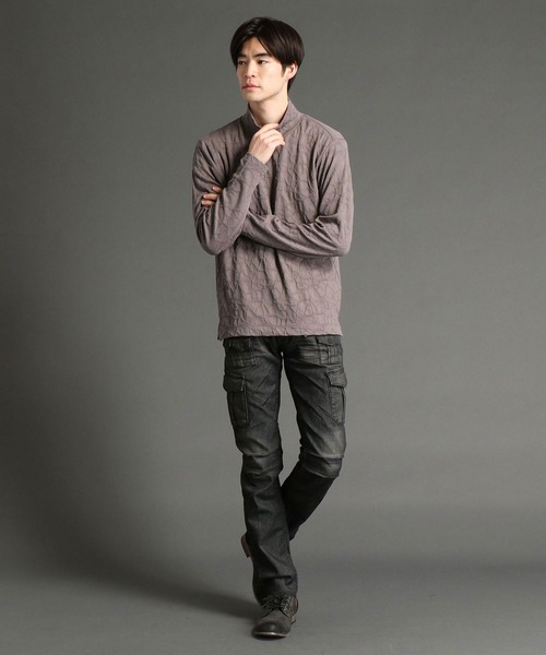 HIDEAWAYS NICOLE（ハイダウェイニコル）の「クラック柄ブリスタージャカードハイネック（Tシャツ/カットソー・メンズ・ブラック/オフホワイト/モカ・MEDIUM/LARGE/X-LARGE）」の13枚目の写真