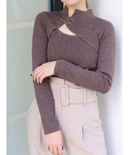 MURUA（ムルーア）の「チャイナタイトニット（ニット/セーター・レディース・ベージュ/グレー/ブラック/オレンジ/ブルー・FREE）」の3枚目の写真