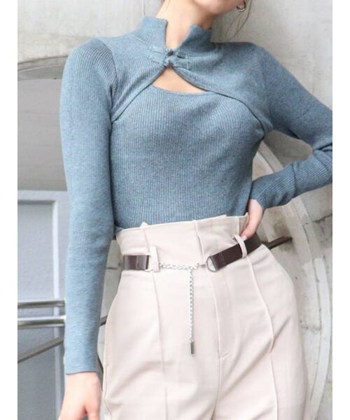 MURUA（ムルーア）の「チャイナタイトニット（ニット/セーター・レディース・ベージュ/グレー/ブラック/オレンジ/ブルー・FREE）」の4枚目の写真