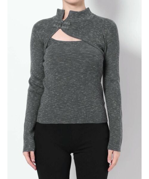 MURUA（ムルーア）の「チャイナタイトニット（ニット/セーター・レディース・ベージュ/グレー/ブラック/オレンジ/ブルー・FREE）」の7枚目の写真