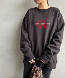 [Calvin Klein Jeans/カルバンクラインジーンズ] ARCHVAL モノグラム FLOCK クルーネックスウェット