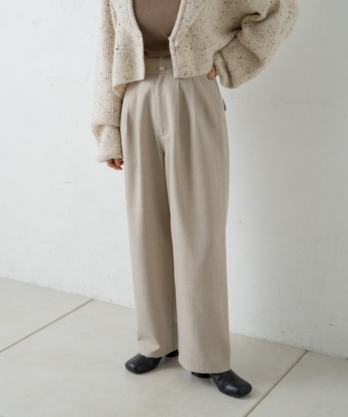 Kastane（カスタネ）の「【SETUP対応】ハイウエストダブルタックパンツ（その他パンツ・レディース・ブラック/ブラウン/ライトベージュ・FREE）」の3枚目の写真
