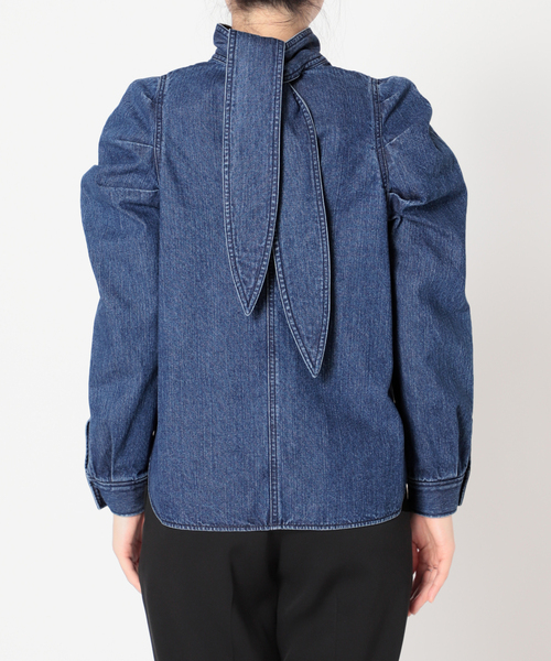 VERMEIL par iena ボウタイネックデニムブラウス