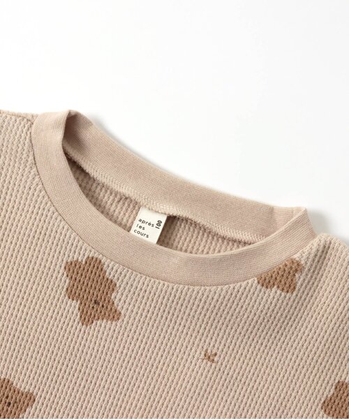 apres les cours（アプレレクール）の「ワッフルパジャマ(クマ柄・乗り物柄) 10分丈（ルームウェア/パジャマ・キッズ・ベージュ/アイボリー/グレー/オフホワイト・100/120/110/90/80/130）」の10枚目の写真