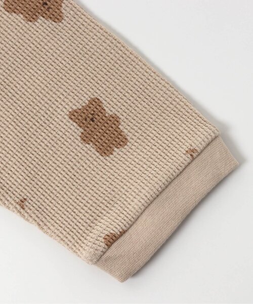 apres les cours（アプレレクール）の「ワッフルパジャマ(クマ柄・乗り物柄) 10分丈（ルームウェア/パジャマ・キッズ・ベージュ/アイボリー/グレー/オフホワイト・100/120/110/90/80/130）」の14枚目の写真