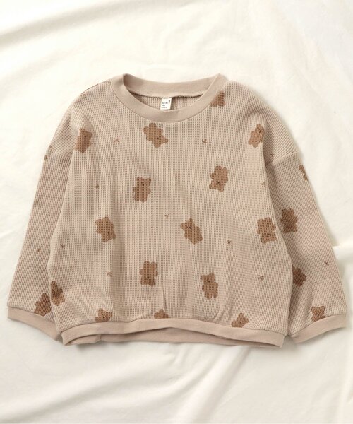 apres les cours（アプレレクール）の「ワッフルパジャマ(クマ柄・乗り物柄) 10分丈（ルームウェア/パジャマ・キッズ・ベージュ/アイボリー/グレー/オフホワイト・100/120/110/90/80/130）」の18枚目の写真