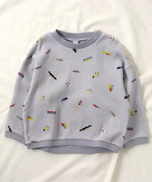 apres les cours（アプレレクール）の「ワッフルパジャマ(クマ柄・乗り物柄) 10分丈（ルームウェア/パジャマ・キッズ・ベージュ/アイボリー/グレー/オフホワイト・100/120/110/90/80/130）」の19枚目の写真