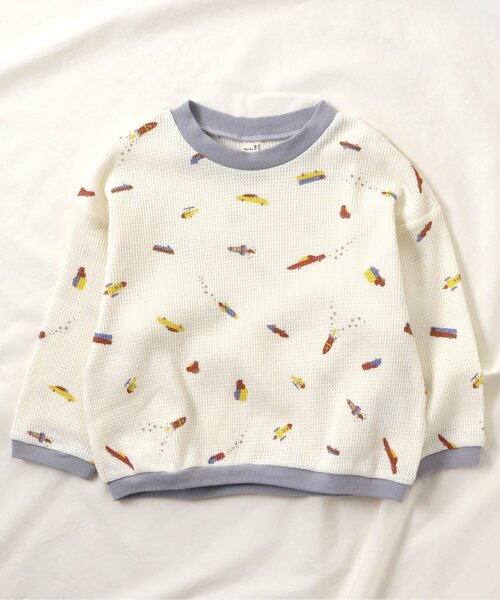 apres les cours（アプレレクール）の「ワッフルパジャマ(クマ柄・乗り物柄) 10分丈（ルームウェア/パジャマ・キッズ・ベージュ/アイボリー/グレー/オフホワイト・100/120/110/90/80/130）」の21枚目の写真