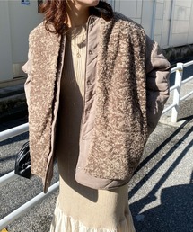 ファーベスト付きキルティングジャケット