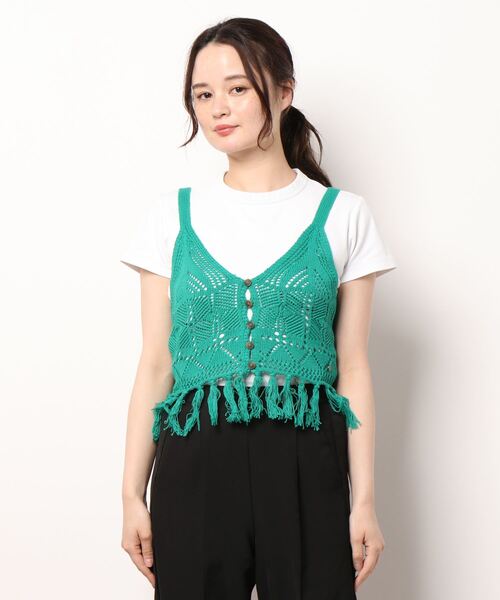Desigual（デシグアル）の「クロシェ編み トップ（Tシャツ/カットソー・レディース・グリーン・XL/S/M/L/XS）」の7枚目の写真