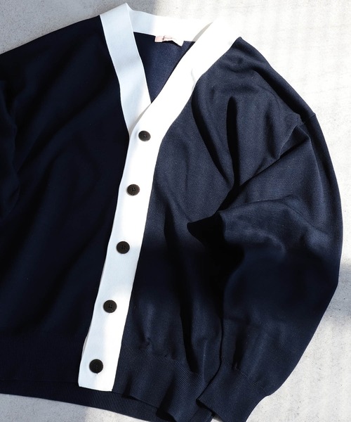 BEAMS LIGHTS（ビームスライツ）の「BEAMS LIGHTS / カラーヘム カーディガン（カーディガン/ボレロ・メンズ・ネイビー/グレー・SMALL/MEDIUM/LARGE）」の2枚目の写真