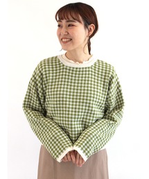 ehka sopo | 無地／ギンガムチェック前後着カーディガン(カーディガン/ボレロ)