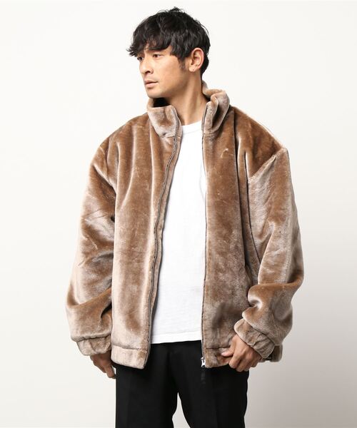 Pledge（プレッジ）の「/Pledge/フェイクファージップブルゾン（ブルゾン・メンズ・グレイッシュベージュ/ホワイト・LARGE/MEDIUM）」の3枚目の写真