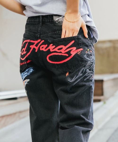 Ed Hardy（エドハーディー）の「UNKNOWN/アンノウン × Ed Hardy/エドハーディー コラボ PANTHER AND EAGLE PATCHES DENIM 刺しゅうデニムパンツ（デニムパンツ・メンズ・ブラック・XL/M）」の20枚目の写真