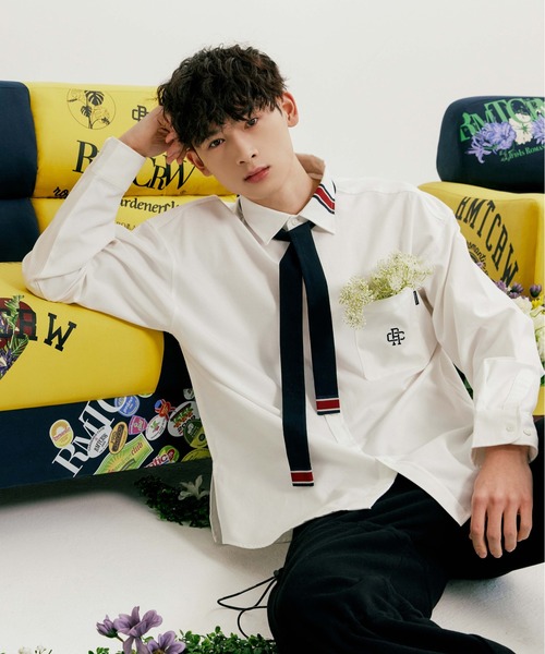 ROMANTIC CROWN（ロマンティッククラウン）の「【ROMANTIC CROWN】RC CLUB TIE SHIRT / ロマンティッククラウン RC クラブ タイ シャツ（シャツ/ブラウス・メンズ・ホワイト/ブルー・SMALL/MEDIUM/LARGE/X-LARGE）」の2枚目の写真