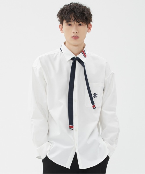 ROMANTIC CROWN（ロマンティッククラウン）の「【ROMANTIC CROWN】RC CLUB TIE SHIRT / ロマンティッククラウン RC クラブ タイ シャツ（シャツ/ブラウス・メンズ・ホワイト/ブルー・SMALL/MEDIUM/LARGE/X-LARGE）」の3枚目の写真