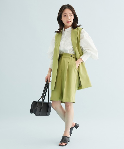 ベスト ジレ 交織 テーラー ベスト（セットアップ対応） レディース GeeRA ベスト ジレ ダブルデザインベスト「セットアップ対応