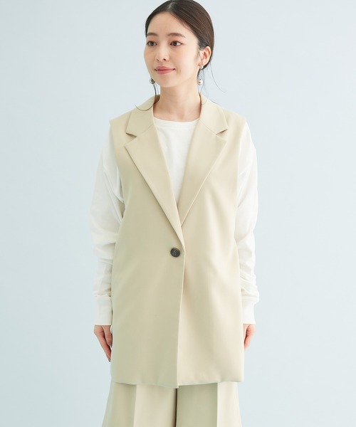 VIS（ビス）の「【セットアップ対応】テーラードジレ（ベスト・レディース・ブラック/ミント/ベージュ・FREE）」の14枚目の写真