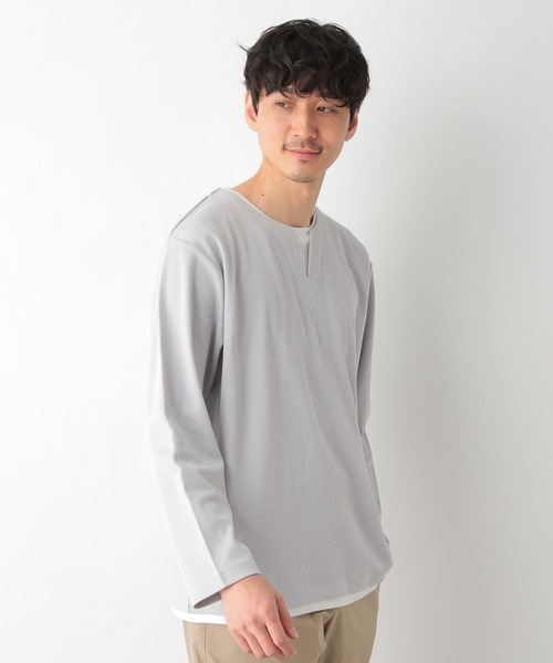 GLOBAL WORK(グローバルワーク)の「キーネックレイヤードT/長袖/260974(Tシャツ/カットソー・メンズ・ライトグレー/ベージュ/ネイビー/ミント・SMALL/MEDIUM/LARGE)」の11枚目の写真