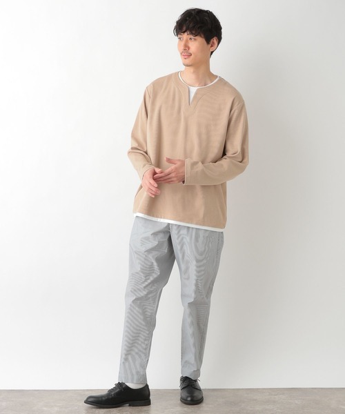 GLOBAL WORK(グローバルワーク)の「キーネックレイヤードT/長袖/260974(Tシャツ/カットソー・メンズ・ライトグレー/ベージュ/ネイビー/ミント・SMALL/MEDIUM/LARGE)」の13枚目の写真