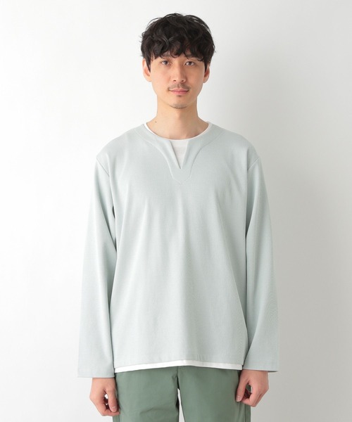 GLOBAL WORK(グローバルワーク)の「キーネックレイヤードT/長袖/260974(Tシャツ/カットソー・メンズ・ライトグレー/ベージュ/ネイビー/ミント・SMALL/MEDIUM/LARGE)」の18枚目の写真