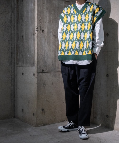 JOHN'S CLOSET（ジョンズクローゼット）の「【i】アーガイルジャガードビッグサイズベスト（ベスト・メンズ・グリーン/ベージュ/チャコール・LARGE/X-LARGE/MEDIUM）」の11枚目の写真