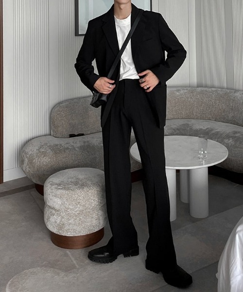 ASCLO(エジュクロ)の「ASCLO Newtro Bootcut Slacks(スラックス・メンズ・ブラック/ベージュ/チェック・LARGE/MEDIUM)」の2枚目の写真