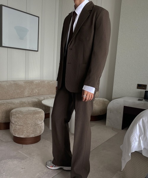 ASCLO(エジュクロ)の「ASCLO Newtro Bootcut Slacks(スラックス・メンズ・ブラック/ベージュ/チェック・LARGE/MEDIUM)」の9枚目の写真
