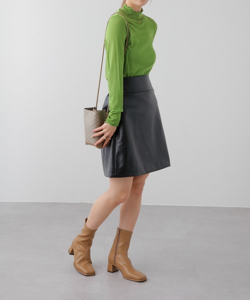 COLONY 2139（コロニートゥーワンスリーナイン）の「リサイクルレザータッチバックZIPミニスカート（スカート・レディース・ブラック・FREE）」の6枚目の写真