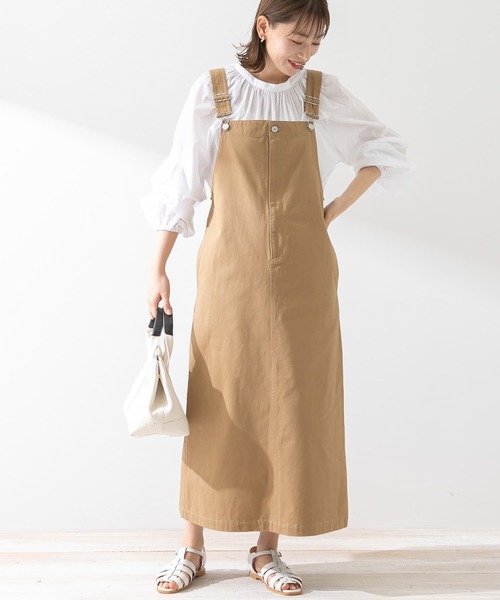 URBAN RESEARCH Sonny Label(アーバンリサーチサニーレーベル)の「フロントジップジャンパースカート(ワンピース・レディース・ベージュ/スミクロ・FREE)」の1枚目の写真