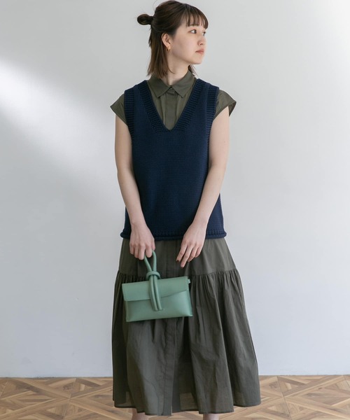 UR Lab.(アーバンリサーチラボ)の「フレンチスリーブマキシシャツワンピース(ワンピース・レディース・ブラック/ベージュ/カーキ/ピンク・FREE)」の11枚目の写真
