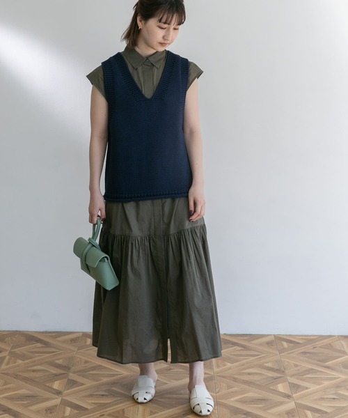 UR Lab.(アーバンリサーチラボ)の「フレンチスリーブマキシシャツワンピース(ワンピース・レディース・ブラック/ベージュ/カーキ/ピンク・FREE)」の12枚目の写真