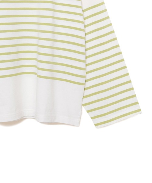 AMERICAN RAG CIE（アメリカンラグシー）の「パネルボーダーボートネックオーバーサイズTee（Tシャツ/カットソー・メンズ・ブルー系/グリーン系/ホワイト系・MEDIUM/LARGE）」の9枚目の写真