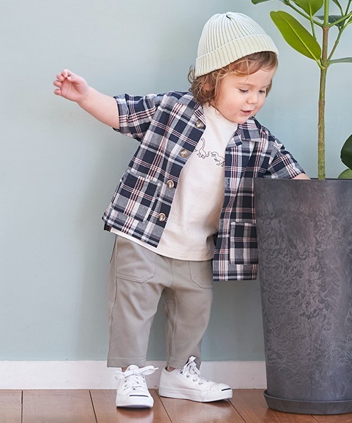 petit main（プティマイン）の「【スマイルシリーズ】テーパードパンツ（7分丈）（デニムパンツ・キッズ・ベージュ/ネイビー/カーキ/ブルー/マルチ・80ｃｍ/90cm/110cm/120cm/130cm/100cm）」の3枚目の写真