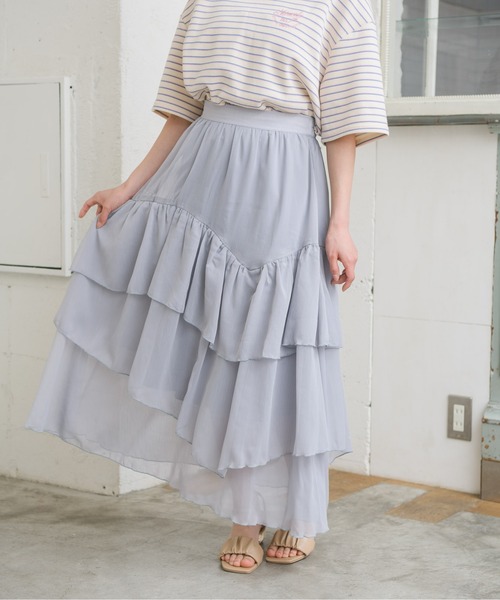 ems excite（エムズエキサイト）の「イレヘムティアードSK（スカート・レディース・ライトブルー/オフホワイト/ピンク・FREE）」の18枚目の写真