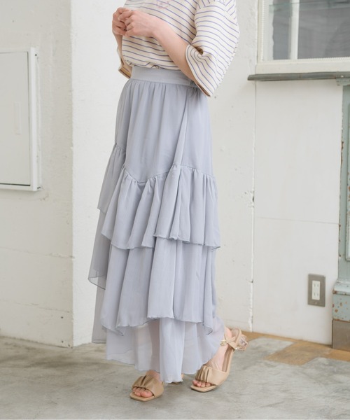 ems excite（エムズエキサイト）の「イレヘムティアードSK（スカート・レディース・ライトブルー/オフホワイト/ピンク・FREE）」の5枚目の写真