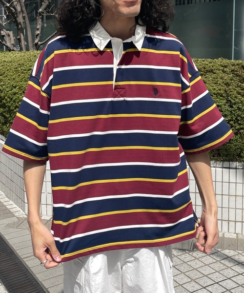 セール】半袖ボーダーラガーシャツ（シャツ/ブラウス）｜U.S. POLO