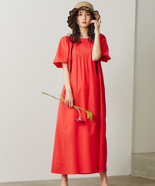 N.(N. Natural Beauty Basic)(エヌエヌナチュラルビューティーベーシック)の「【S Size Line】コットンローンフロントピンタックワンピース(ワンピース・レディース・ブラック/レッド/ピンク/グリーン・SMALL/MEDIUM)」の4枚目の写真