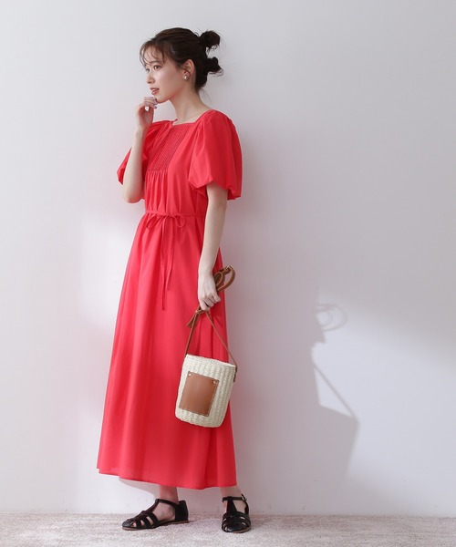 N.(N. Natural Beauty Basic)(エヌエヌナチュラルビューティーベーシック)の「【S Size Line】コットンローンフロントピンタックワンピース(ワンピース・レディース・ブラック/レッド/ピンク/グリーン・SMALL/MEDIUM)」の6枚目の写真