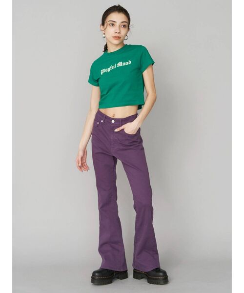 EVRIS（エヴリス）の「カラーフレアパンツ（デニムパンツ・レディース・パープル/イエロー/グリーン・SMALL/MEDIUM）」の6枚目の写真