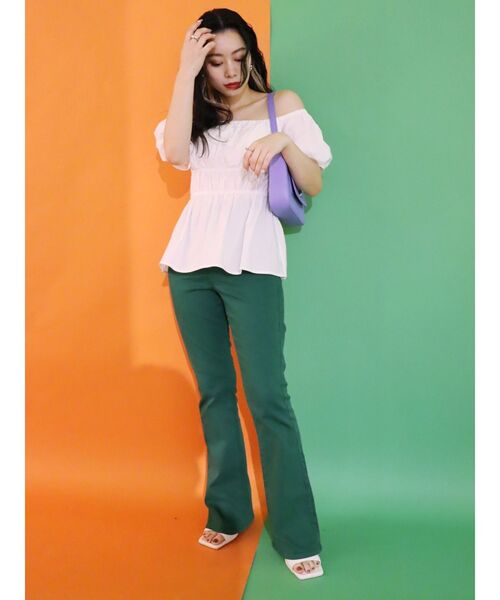 EVRIS（エヴリス）の「カラーフレアパンツ（デニムパンツ・レディース・パープル/イエロー/グリーン・SMALL/MEDIUM）」の16枚目の写真