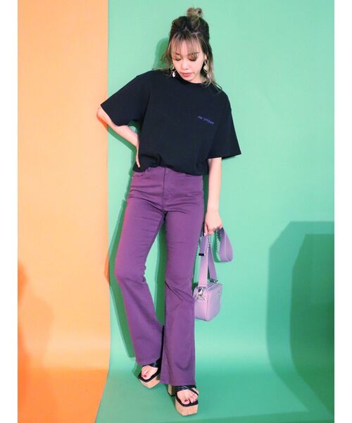 EVRIS（エヴリス）の「カラーフレアパンツ（デニムパンツ・レディース・パープル/イエロー/グリーン・SMALL/MEDIUM）」の19枚目の写真