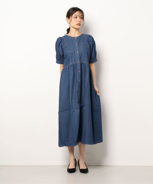 ehka sopo（エヘカソポ）の「デニム切替デザインワンピース（ワンピース・レディース・ブラック/ネイビー/ブルー・ﾌﾘ-）」の6枚目の写真