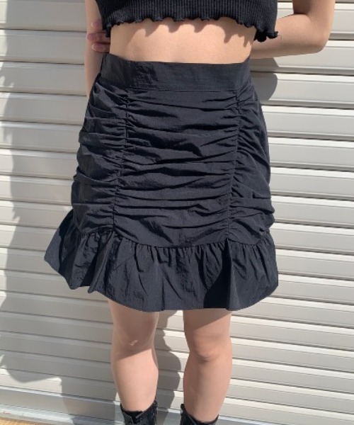 WC（ダブル シー）の「フロントギャザースカート（スカート・レディース・ホワイト/ブラック・FREE）」の2枚目の写真