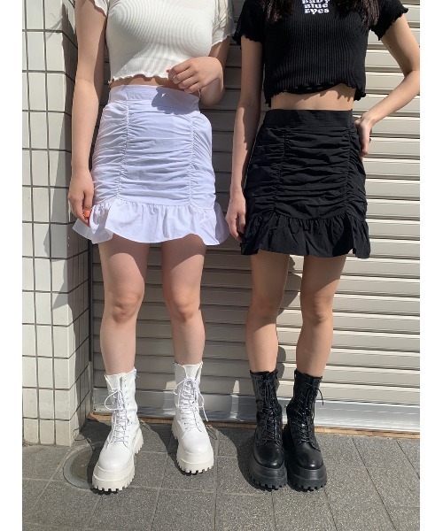 WC（ダブル シー）の「フロントギャザースカート（スカート・レディース・ホワイト/ブラック・FREE）」の6枚目の写真