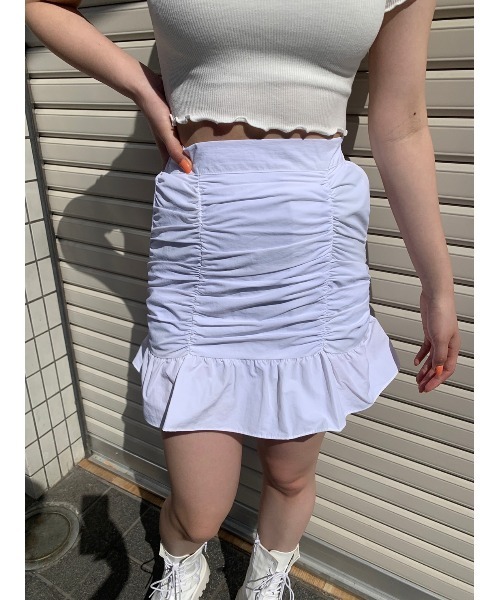 WC（ダブル シー）の「フロントギャザースカート（スカート・レディース・ホワイト/ブラック・FREE）」の5枚目の写真