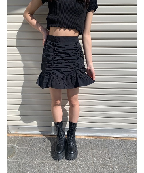 WC（ダブル シー）の「フロントギャザースカート（スカート・レディース・ホワイト/ブラック・FREE）」の3枚目の写真